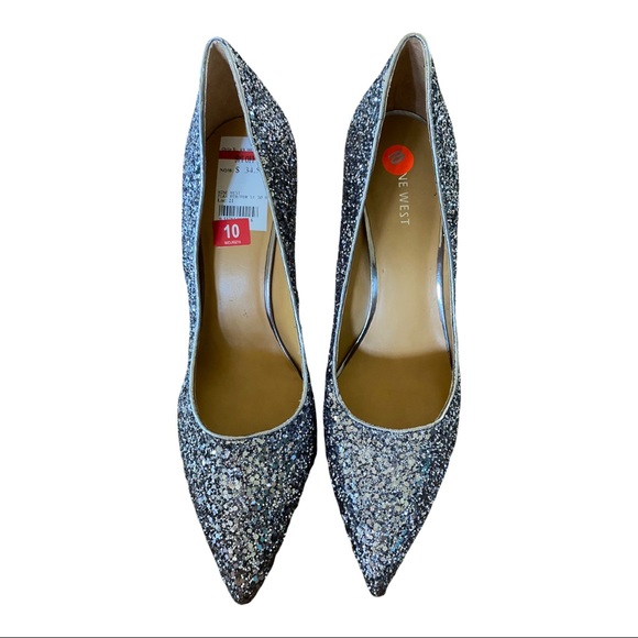 Nine West Flax Pewter Sparkle heels - Picture 3 of 9